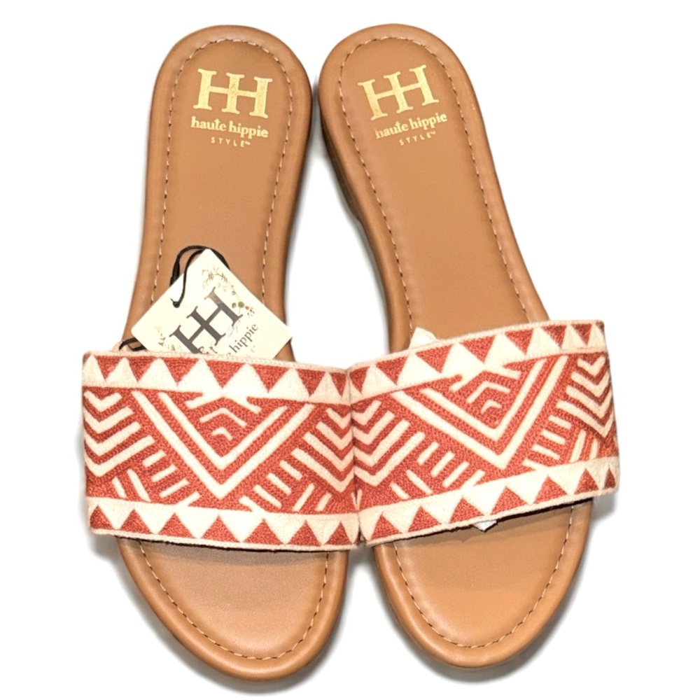 Haute Hippie Aztec Embro‎ Orange Rust Slide Sandals
SZ 9.5 NWT